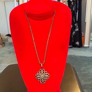 Vintage Floral Silver Necklace